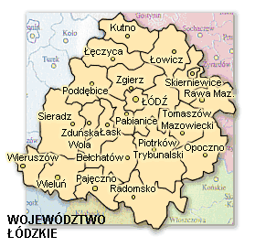 Wojewodztwo lodzkie - mapka