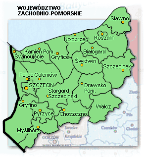 Wojewodztwo zachodnio-pomorskie mapka